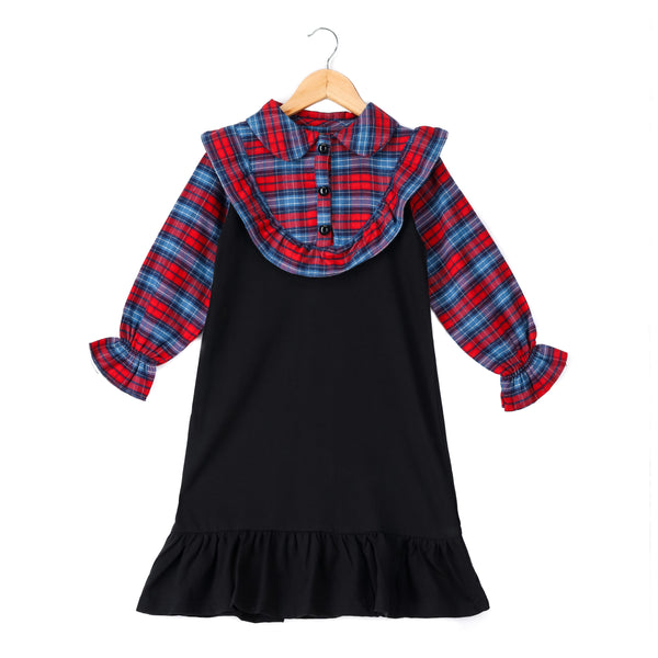 Maroon Flannel Winter Dress